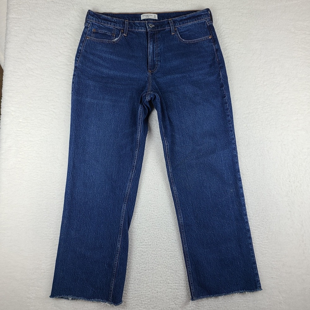 Abercrombie Fitch Jeans Womens 32/14 Blue Curve Love The Baggy Low Rise‎ Fray